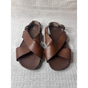Corky's Highway Cross Strap Brown Leather Samdal Size 8
